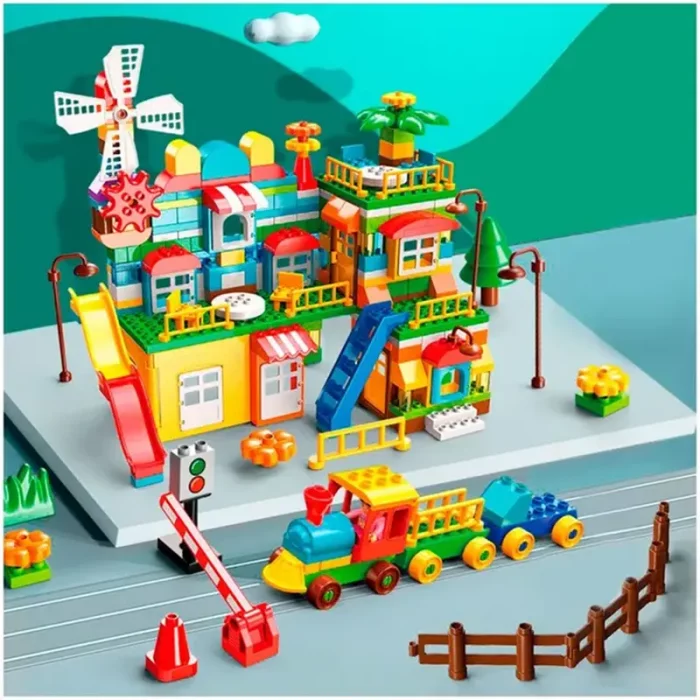 اسباب بازی لگو خانه و قطار فیلو 269 تکه FEELO کد FL1642