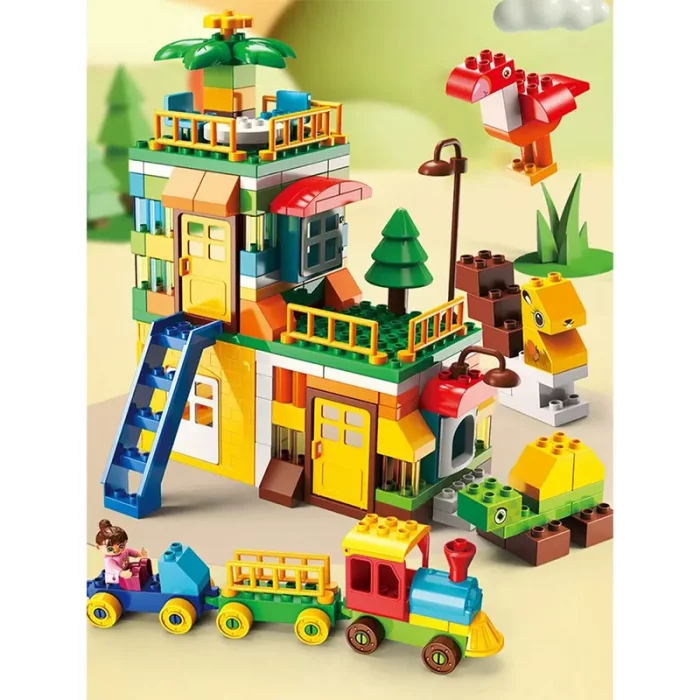 اسباب بازی لگو خانه و قطار فیلو 269 تکه FEELO کد FL1642