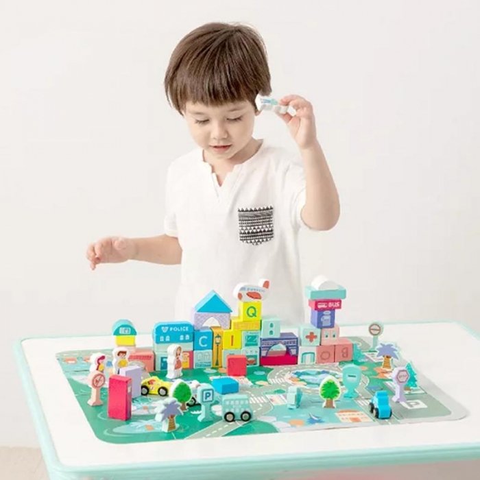 بلوک چوبی خانه سازی بریکس سطلی 108 تکه مدل JHTOY139