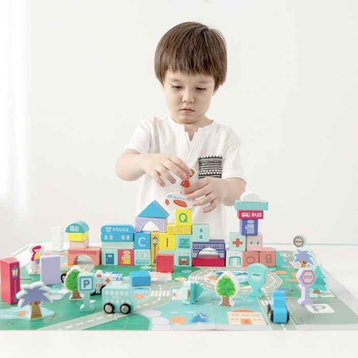 بلوک چوبی خانه سازی بریکس سطلی 108 تکه مدل JHTOY139