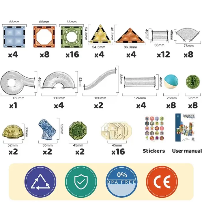 اسباب بازی کاشی های مغناطیسی چراغدار 105 تکه کد 3301