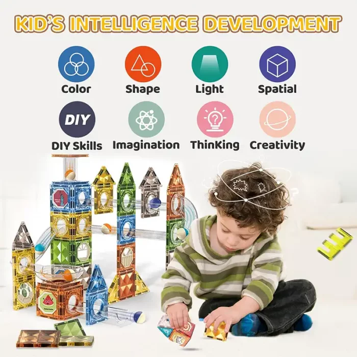 اسباب بازی کاشی های مغناطیسی چراغدار 105 تکه کد 3301