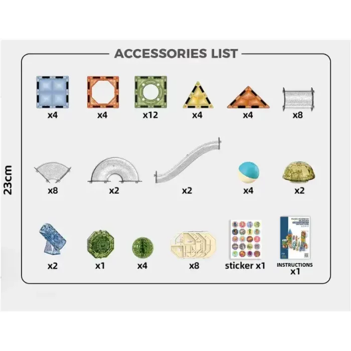 اسباب بازی کاشی های مغناطیسی چراغدار 69 تکه کد 3300