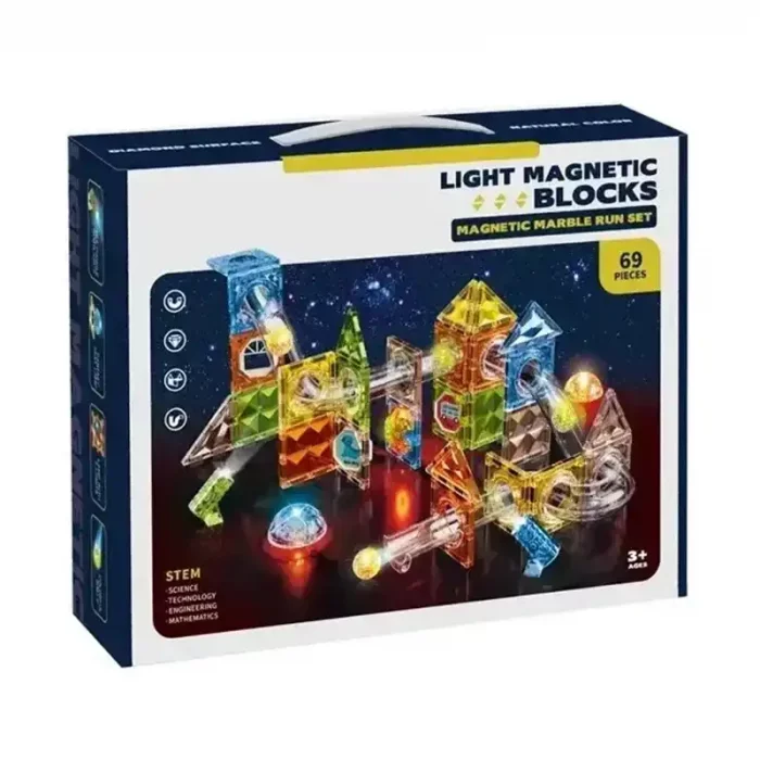 اسباب بازی کاشی های مغناطیسی چراغدار 69 تکه کد 3300