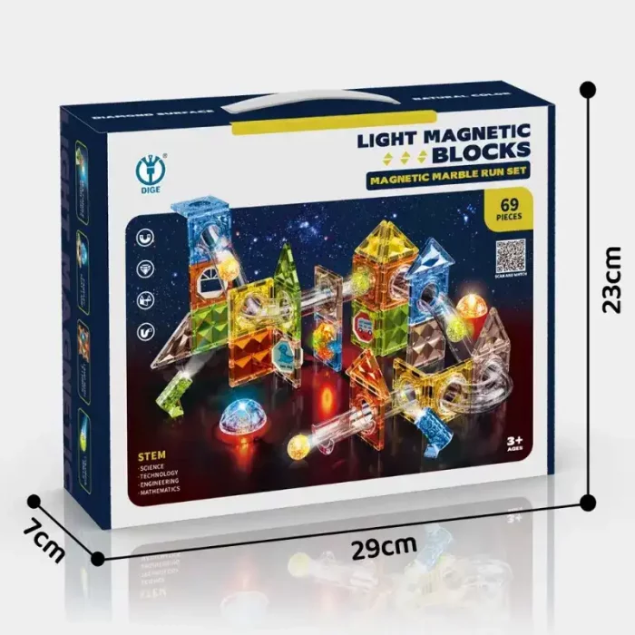 اسباب بازی کاشی های مغناطیسی چراغدار 69 تکه کد 3300