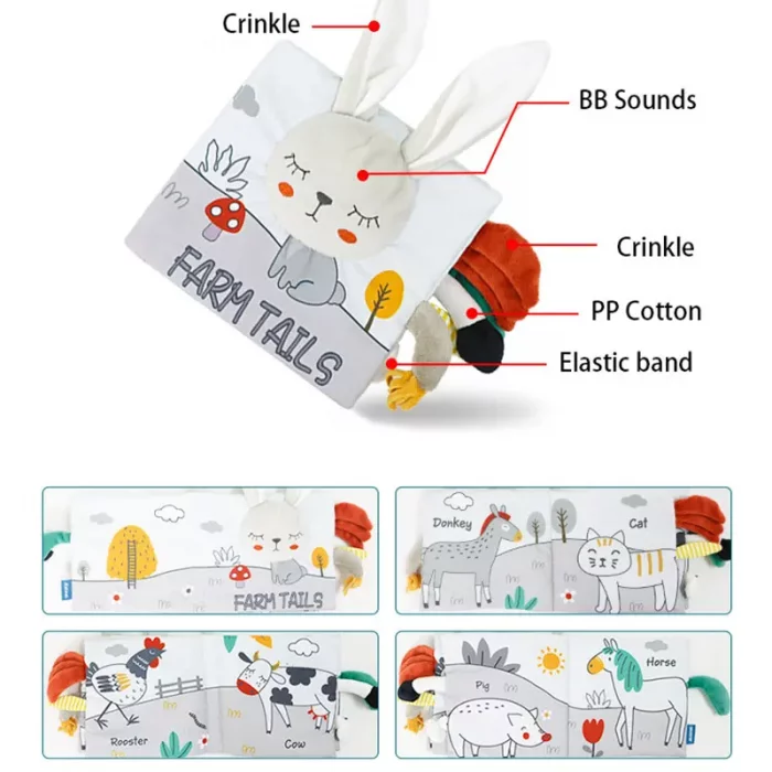 کتاب پارچه ای جغجغه ای مدل خرگوش و حیوانات مزرعه کد 5584231