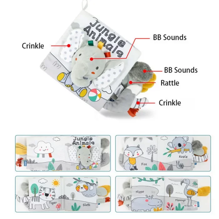 کتاب پارچه ای جغجغه ای مدل فیل و حیوانات جنگل کد 5584232