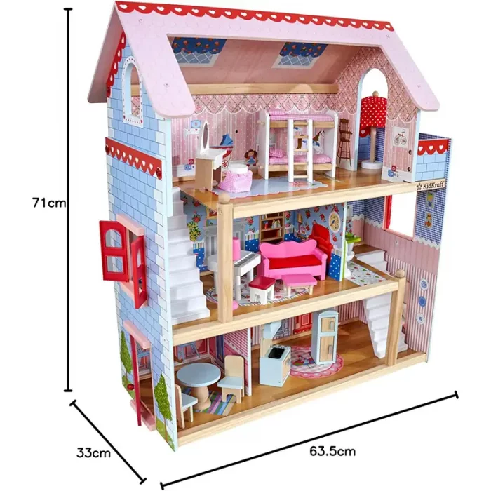 خانه عروسکی چوبی کیدکرفت مدل KidKraft Chelsea Dollhouse کد 65054