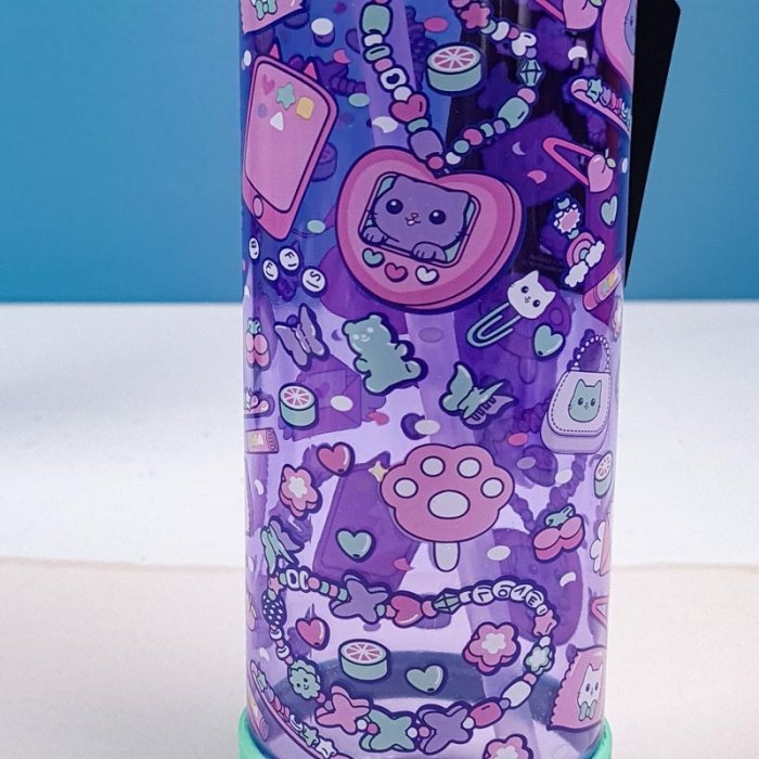 قمقمه نی دار فانتزی 750 میلی لیتر شفاف کد YY7003