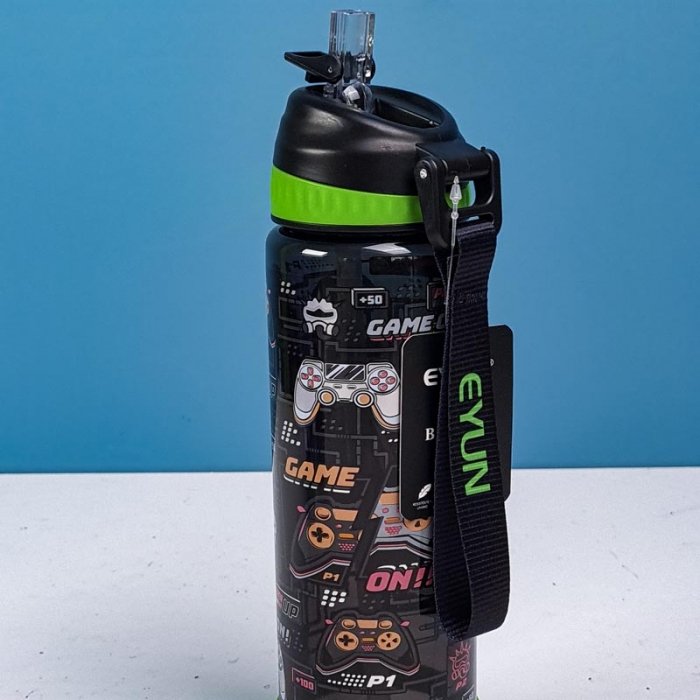 قمقمه نی دار فانتزی 750 میلی لیتر شفاف کد YY7003