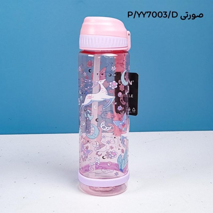 قمقمه نی دار فانتزی 750 میلی لیتر شفاف کد YY7003