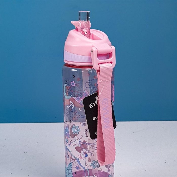 قمقمه نی دار فانتزی 750 میلی لیتر شفاف کد YY7003