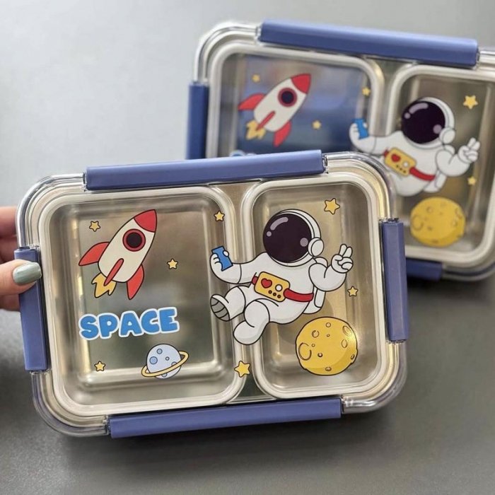 لانچ باکس واشر دار کودک 3 قسمتی طرح فضانورد کد 6359