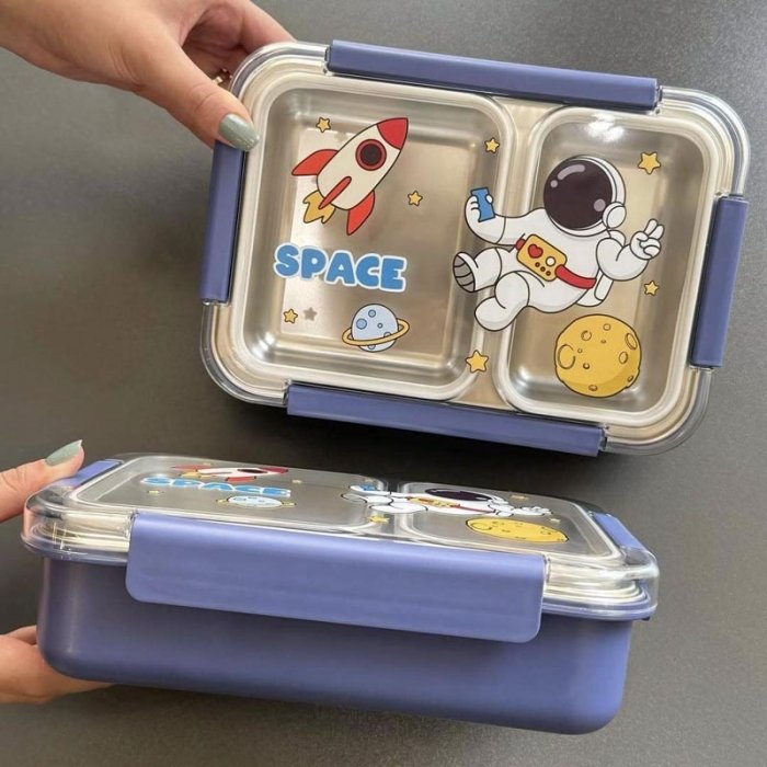 لانچ باکس واشر دار کودک 3 قسمتی طرح فضانورد کد 6359