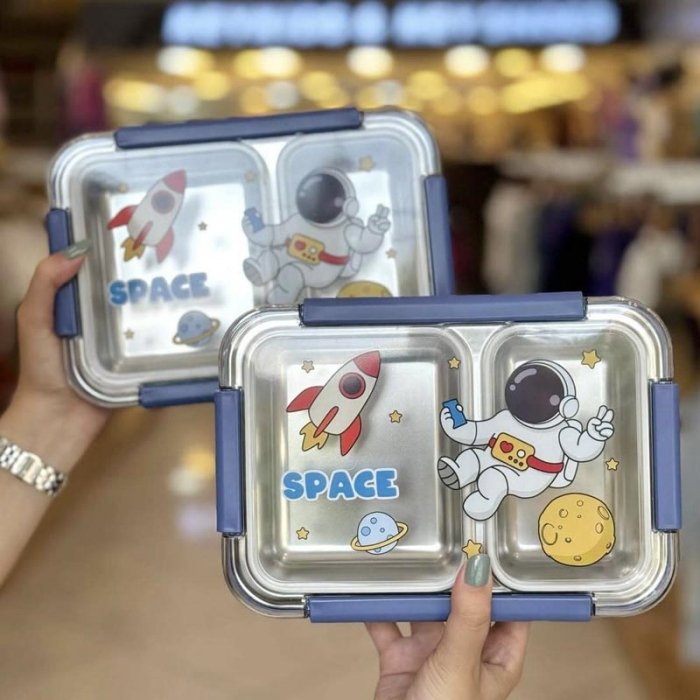 لانچ باکس واشر دار کودک 3 قسمتی طرح فضانورد کد 6359