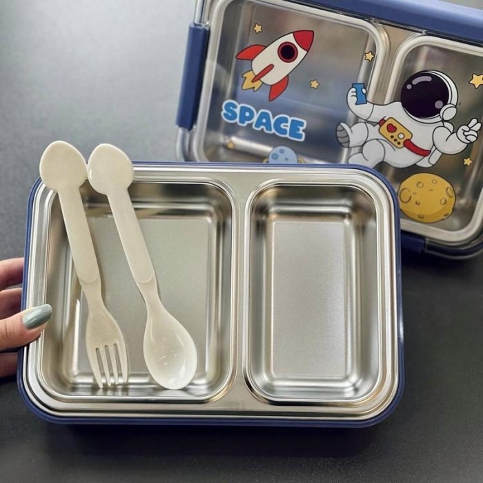 لانچ باکس واشر دار کودک 3 قسمتی طرح فضانورد کد 6359