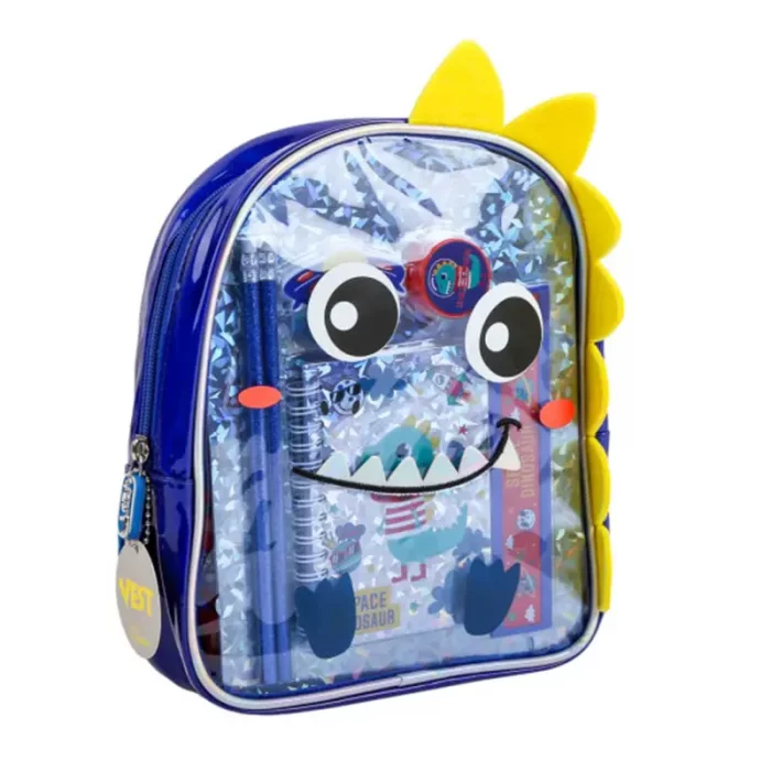 کوله پشتی مهدکودک وست VEST با لوازم طرح دایناسور کد P/U2090/A