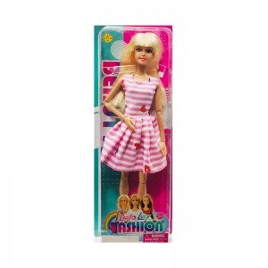 عروسک دفا با لباس صورتی راه راه مدل 8406