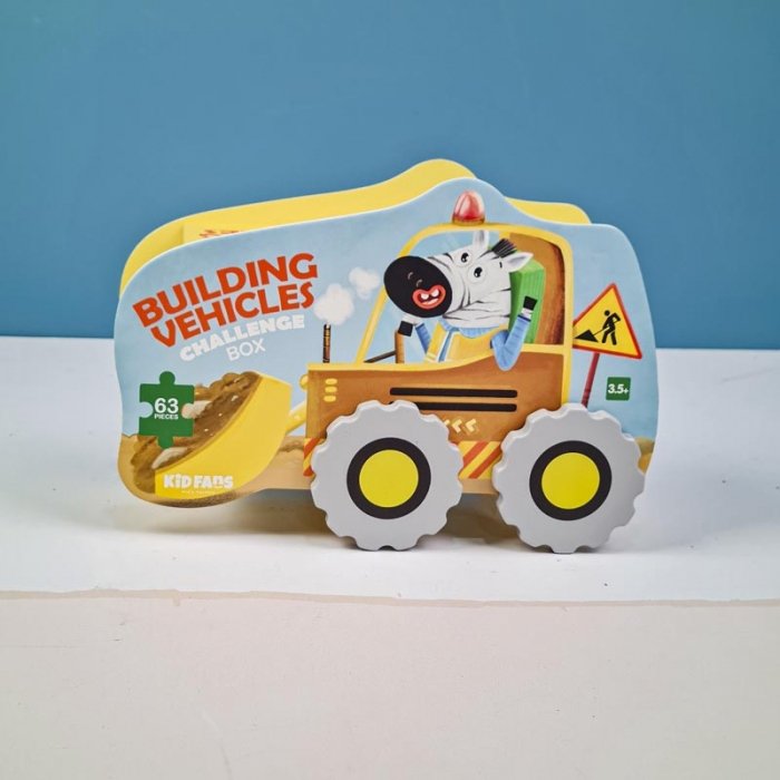 پازل کودک 63 تکه مدل ماشین راهسازی KID FANS BUILDING VEHICLES  کد KS2409