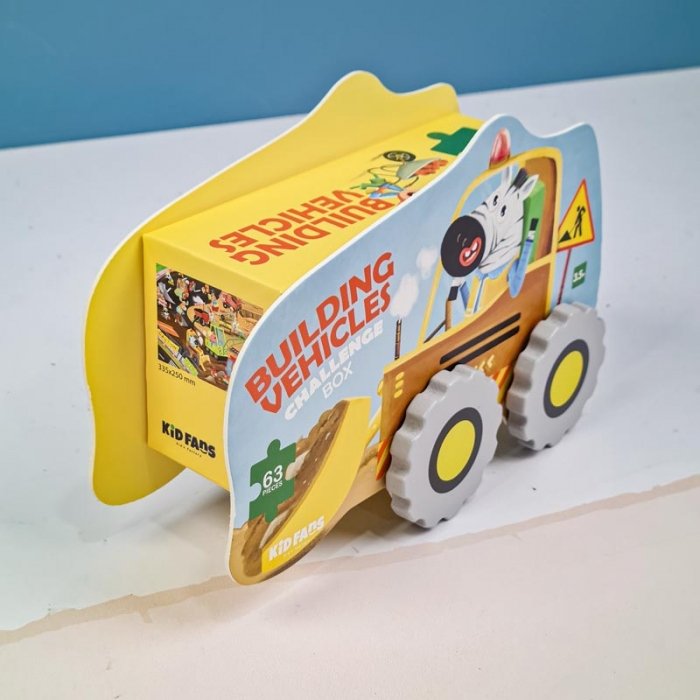 پازل کودک 63 تکه مدل ماشین راهسازی KID FANS BUILDING VEHICLES  کد KS2409