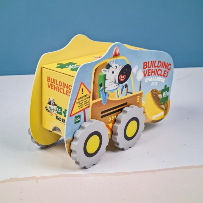 پازل کودک 63 تکه مدل ماشین راهسازی KID FANS BUILDING VEHICLES  کد KS2409