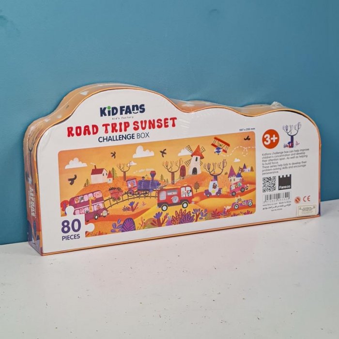 پازل کودک 80 تکه مدل قطار KID FANS ROAD TRIP SUNSET  کد KS2446