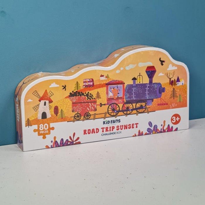 پازل کودک 80 تکه مدل قطار KID FANS ROAD TRIP SUNSET  کد KS2446