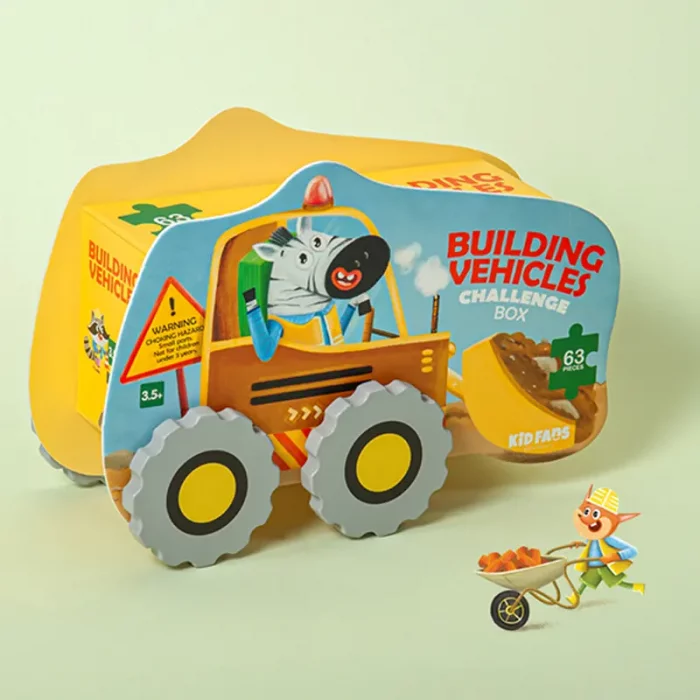 پازل کودک 63 تکه مدل ماشین راهسازی KID FANS BUILDING VEHICLES  کد KS2409