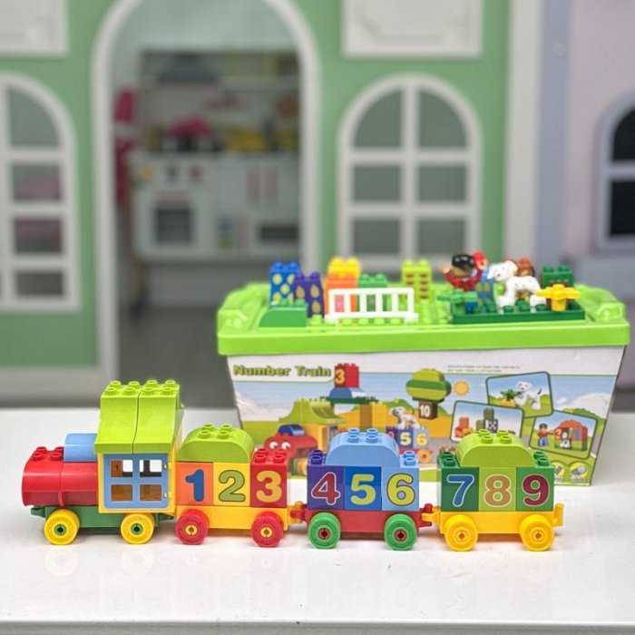 اسباب بازی لگو سطلی 75 تکه مدل قطار اعداد کد 188211