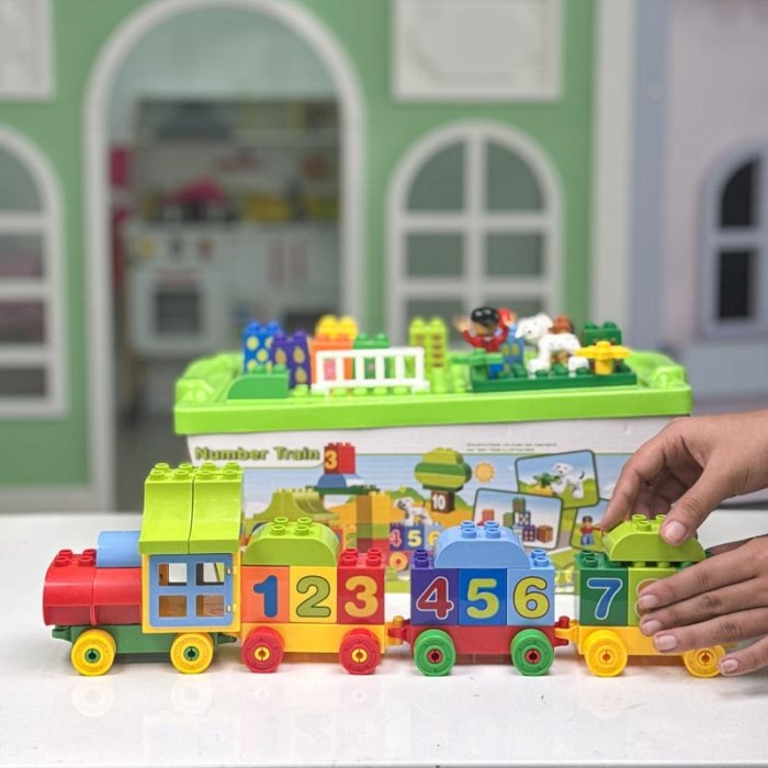 اسباب بازی لگو سطلی 75 تکه مدل قطار اعداد کد 188211