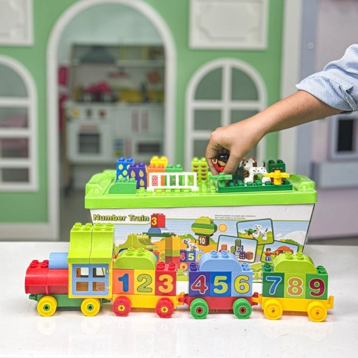 اسباب بازی لگو سطلی 75 تکه مدل قطار اعداد کد 188211