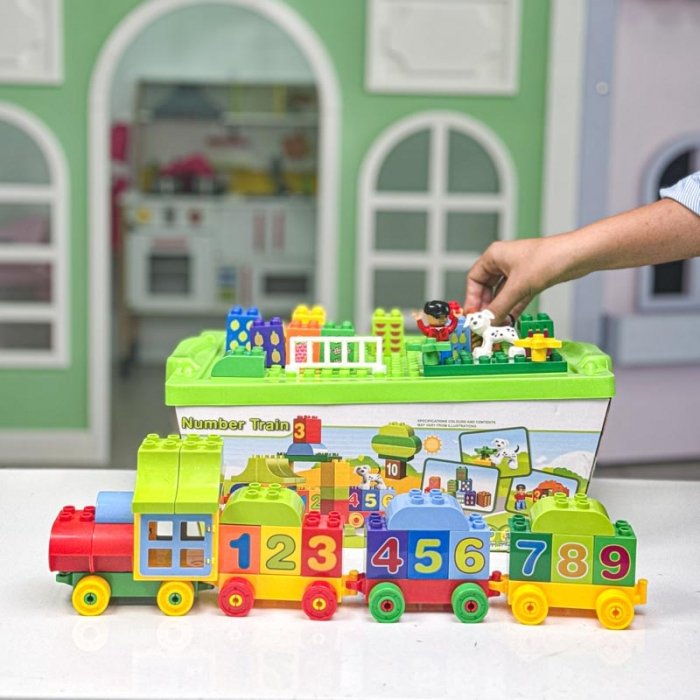 اسباب بازی لگو سطلی 75 تکه مدل قطار اعداد کد 188211