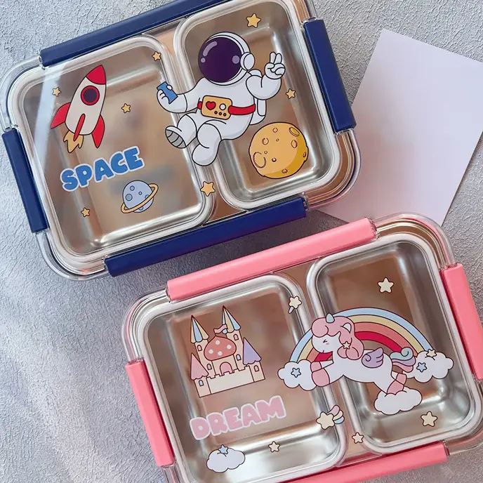 لانچ باکس واشر دار کودک 2 قسمتی طرح دار کد 6358