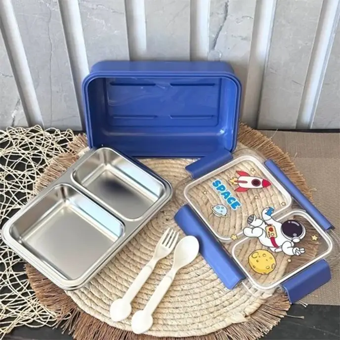 لانچ باکس واشر دار کودک 2 قسمتی طرح دار کد 6358