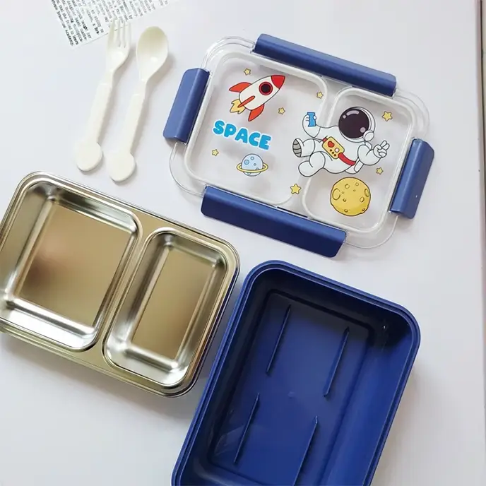 لانچ باکس واشر دار کودک 2 قسمتی طرح دار کد 6358