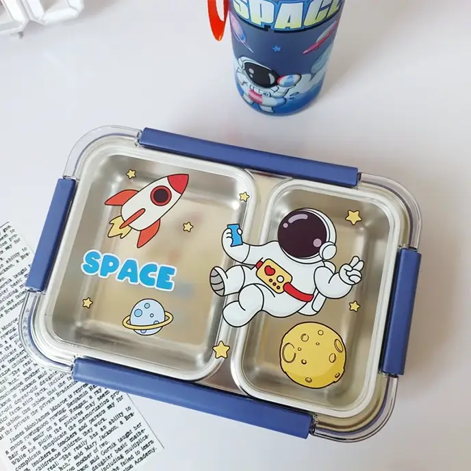لانچ باکس واشر دار کودک 2 قسمتی طرح دار کد 6358