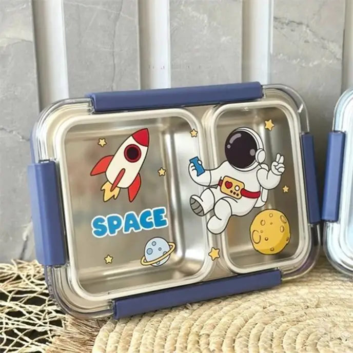 لانچ باکس واشر دار کودک 2 قسمتی طرح دار کد 6358