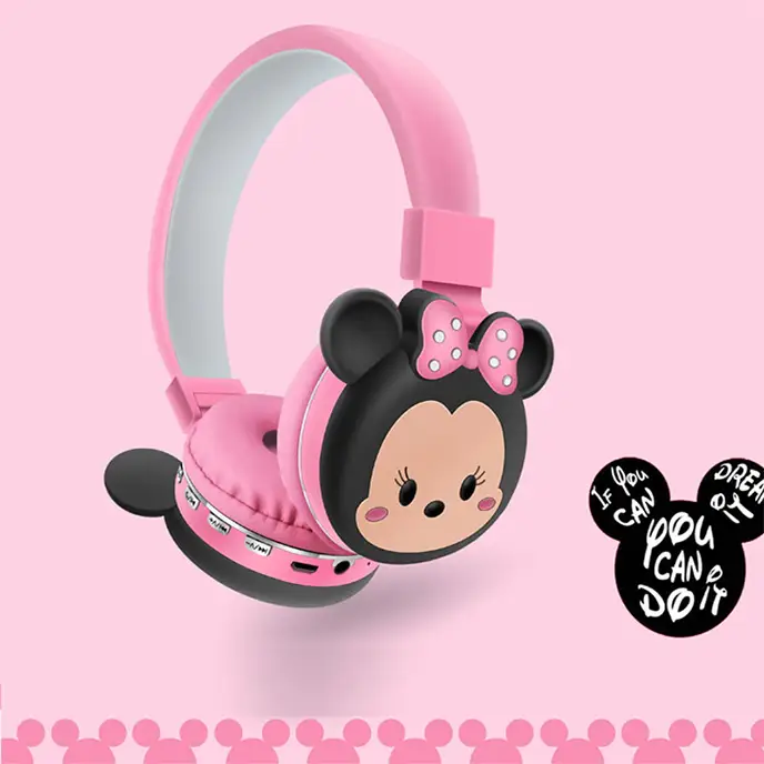 هدفون بلوتوثی مینی موس صورتی کد AH806M