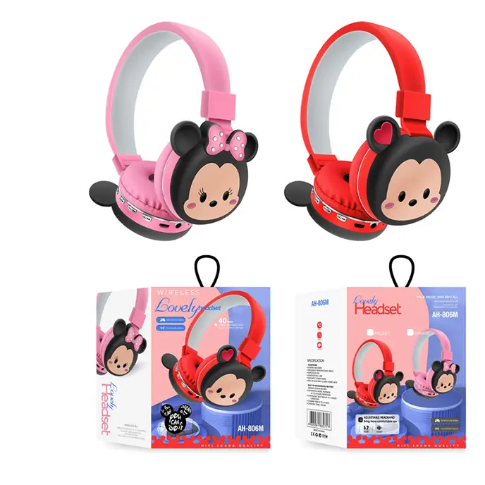 هدفون بلوتوثی مینی موس صورتی کد AH806M