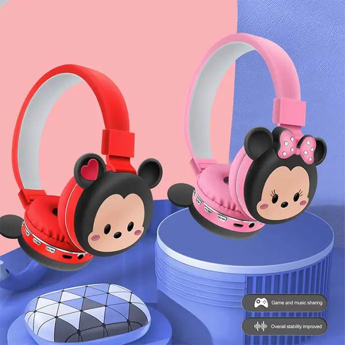 هدفون بلوتوثی مینی موس صورتی کد AH806M