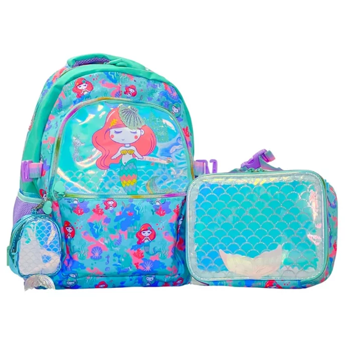 ست کوله پشتی و لانچ بگ کودک وست VEST طرح پری دریایی کد P/U2092/A