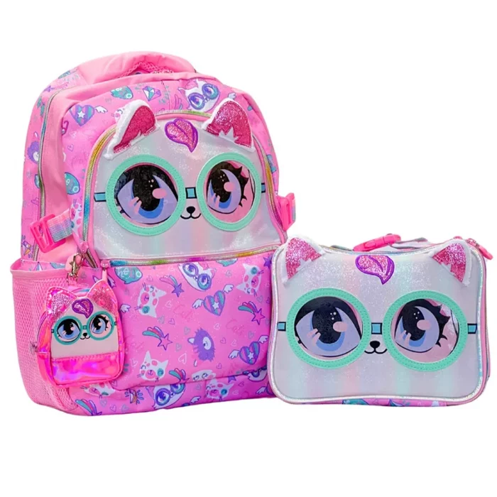 ست کوله پشتی و لانچ بگ کودک وست VEST طرح گربه کد P/U2092/B