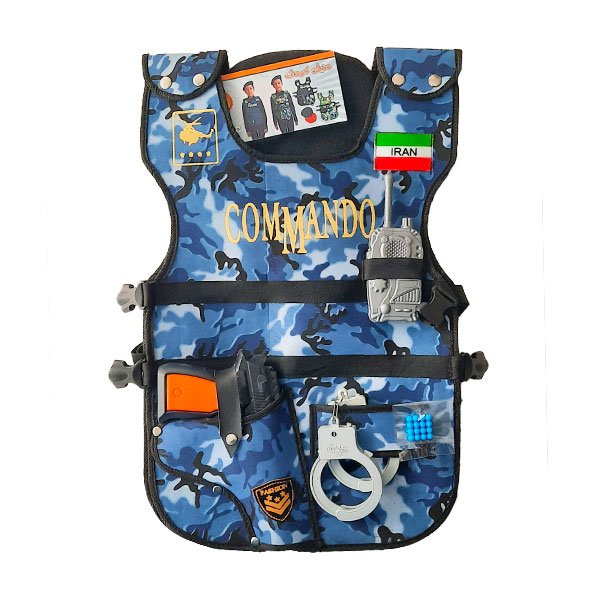 لباس مشاغل کودک جلیقه کماندویی آبی کد 7534