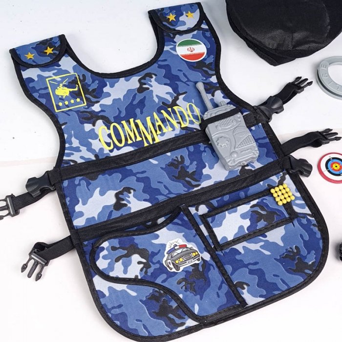 لباس مشاغل کودک جلیقه کماندویی آبی کد 7534