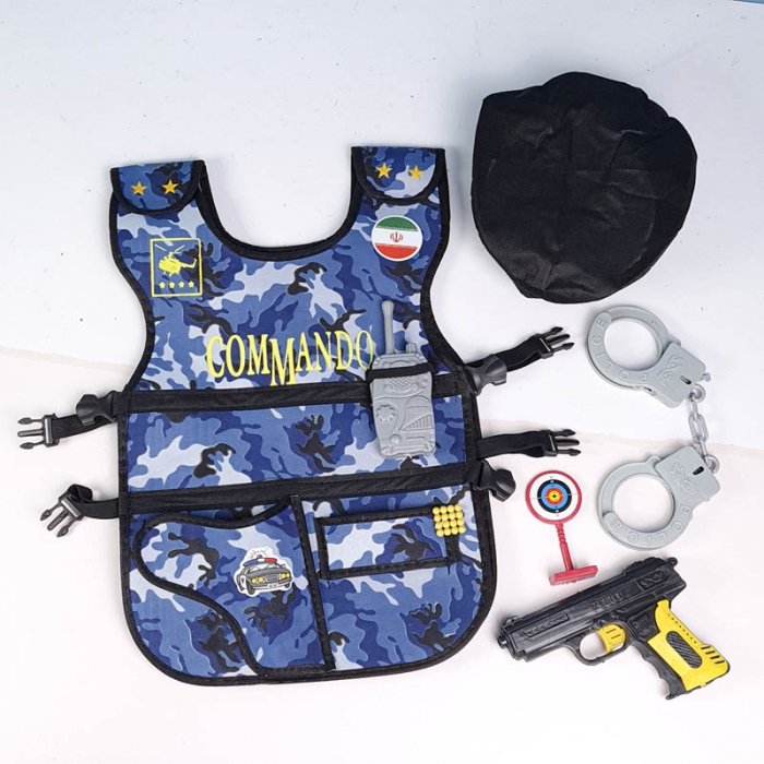 لباس مشاغل کودک جلیقه کماندویی آبی کد 7534