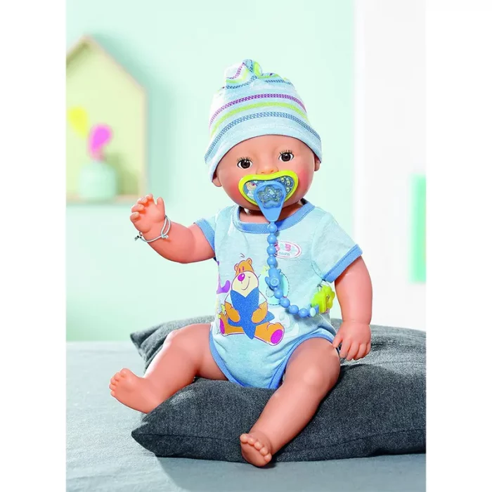 عروسک دخترانه جیشی BABY BORN با لوازم پسر با لباس آبی کد 116217