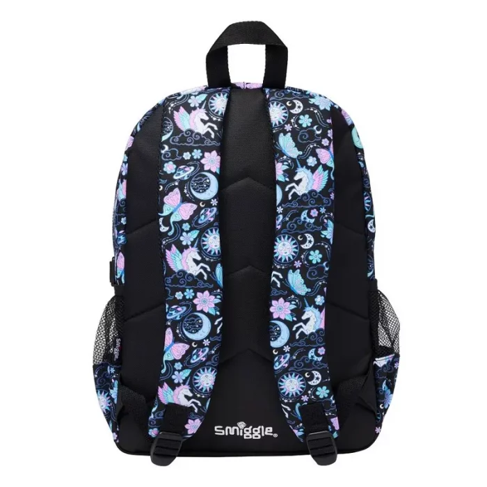 کوله پشتی اسمیگل طرح یونیکورن مشکی شاینی کد 74179