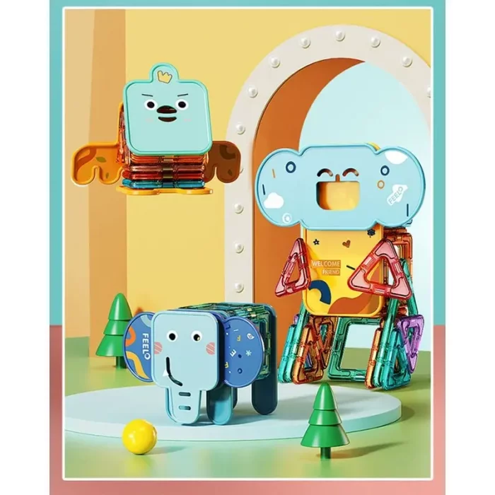 اسباب بازی کاشی های مغناطیسی حیوانات 50 تکه فیلو FEELO کد FL1505