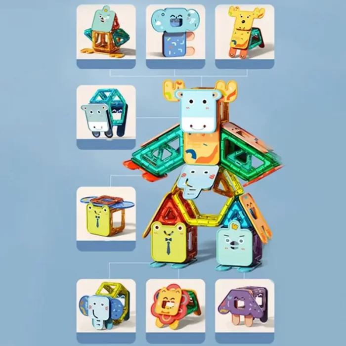 اسباب بازی کاشی های مغناطیسی حیوانات 50 تکه فیلو FEELO کد FL1505