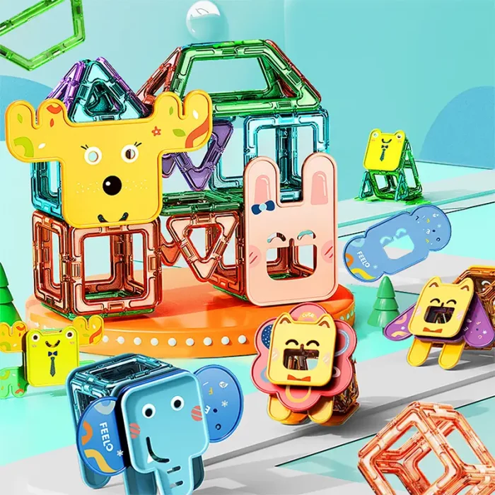 اسباب بازی کاشی های مغناطیسی حیوانات 50 تکه فیلو FEELO کد FL1505